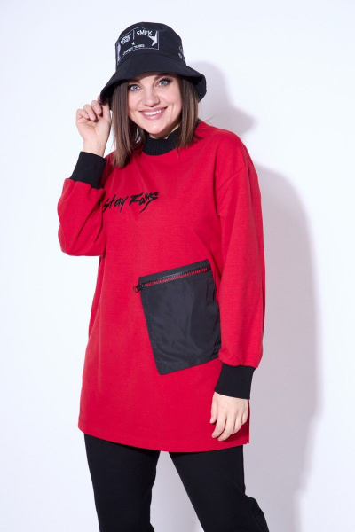 Брюки, джемпер, плащ Runella 1445 черный-красный - фото 8