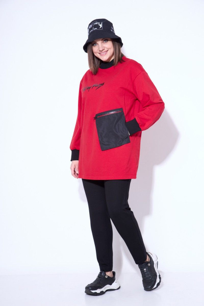 Брюки, джемпер, плащ Runella 1445 черный-красный - фото 7