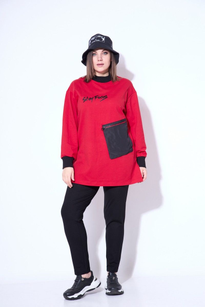 Брюки, джемпер, плащ Runella 1445 черный-красный - фото 5