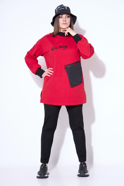 Брюки, джемпер, плащ Runella 1445 черный-красный - фото 4