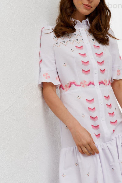 Летнее платье-рубашка из плотного текстиля с принтом Art Ribbon M3638P - фото 2