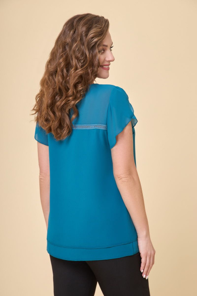 Летняя блуза из текстиля с длиной 67 см DaLi 3405 бирюза - фото 2