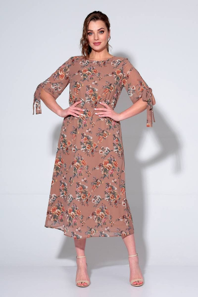 Платье летнее из шифона на трикотажной подкладке Liona Style 835 - фото 1