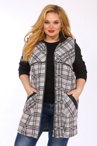 Кардиган SOVITA M-744 серый_клетка - фото 3