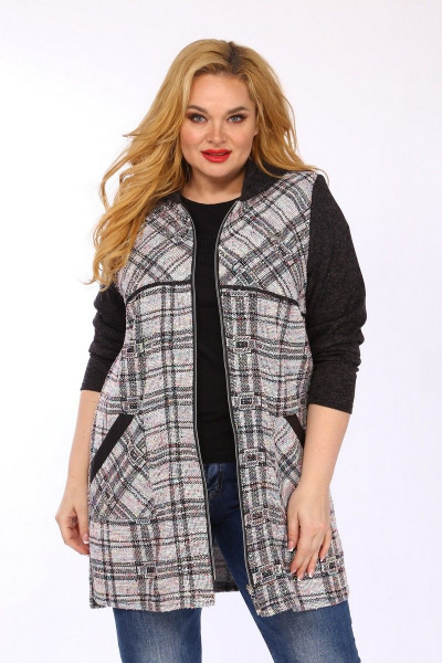 Кардиган SOVITA M-744 серый_клетка - фото 2