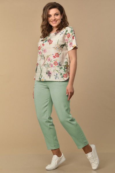 Блуза, брюки Lady Style Classic 1777/5 зеленая_мята - фото 1