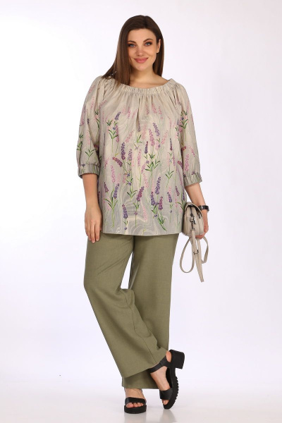 Блуза, брюки Lady Secret 2807 оливковый+бежевый - фото 8