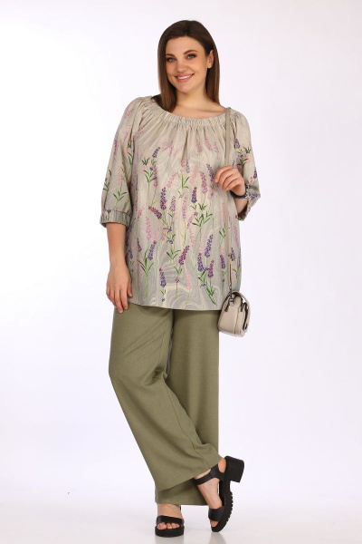 Блуза, брюки Lady Secret 2807 оливковый+бежевый - фото 7