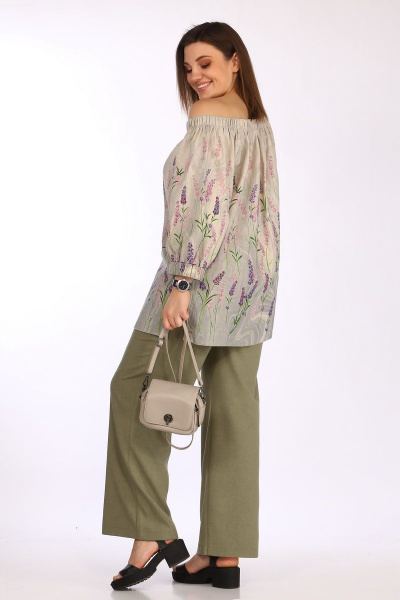 Блуза, брюки Lady Secret 2807 оливковый+бежевый - фото 6