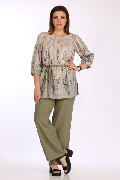 Блуза, брюки Lady Secret 2807 оливковый+бежевый - фото 1