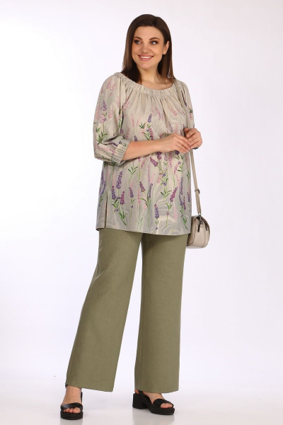 Блуза, брюки Lady Secret 2807 оливковый+бежевый - фото 4