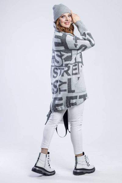 Кардиган с накладными карманами, прямой, на молнии BONADI М-1555 серый - фото 5