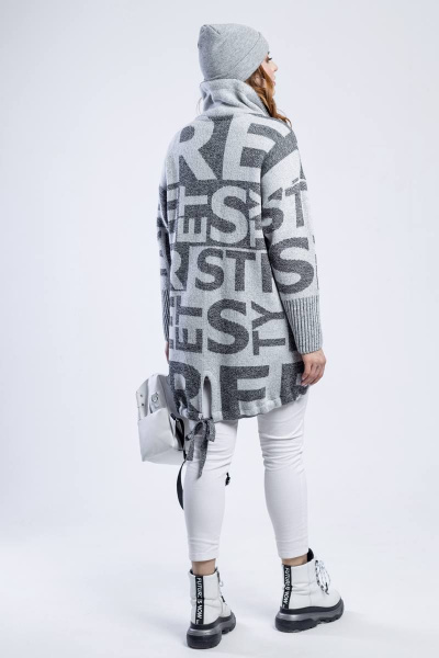 Кардиган с накладными карманами, прямой, на молнии BONADI М-1555 серый - фото 6