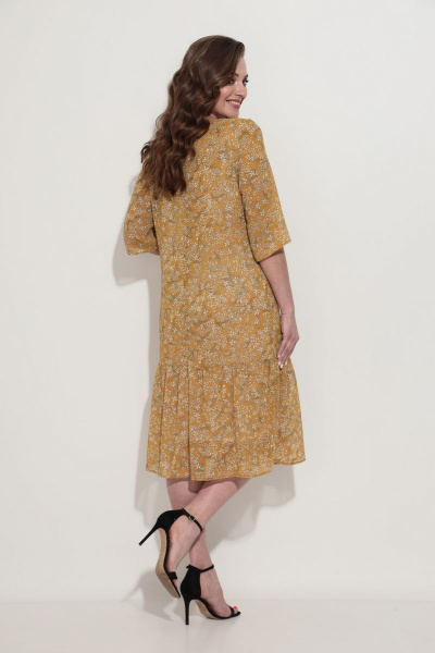 Летнее платье из шифона с присобранным воланом Fortuna ШЖ 669 горчичный - фото 4