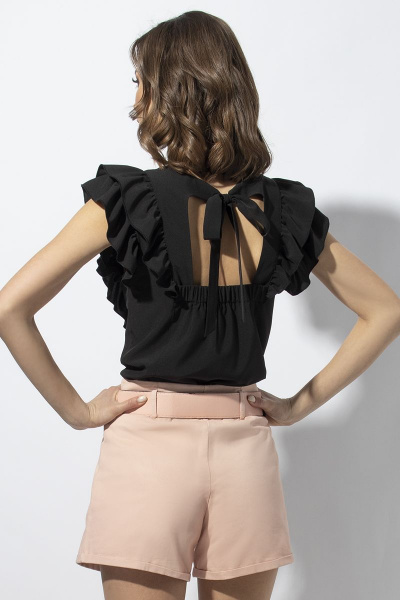 Блуза с рельефами и завязывающимся бантом VIZAVI 670 черный - фото 8