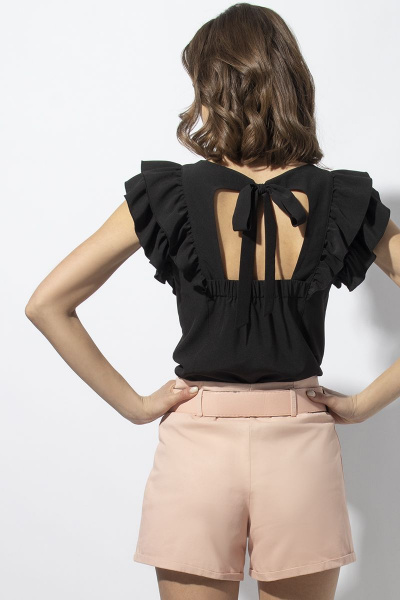 Блуза с рельефами и завязывающимся бантом VIZAVI 670 черный - фото 4