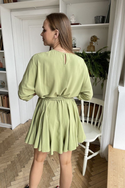 Вискозное А-силуэтное платье с поясом и спущенными рукавами PUR PUR 11-076/1 - фото 3