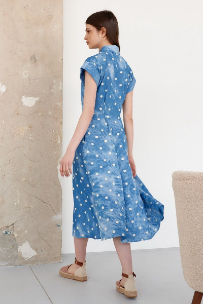 Платье летнее из хлопка с отрезной линией талии и трапецией Colors of PAPAYA 1607 джинс - фото 2