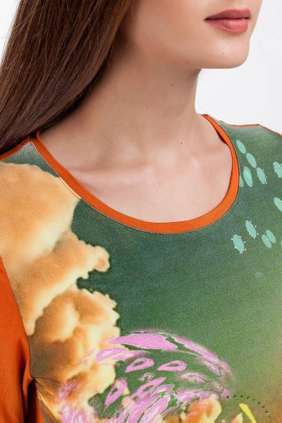 Летний джемпер из трикотажа с стразами и трансфером Femme & Devur 5951 1.32F(170) - фото 4