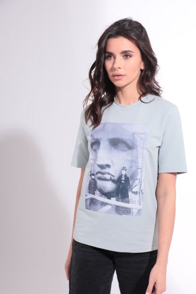 Летний хлопковый джемпер с сублимацией и свободным кроем HIT 2016 светло-серый - фото 2