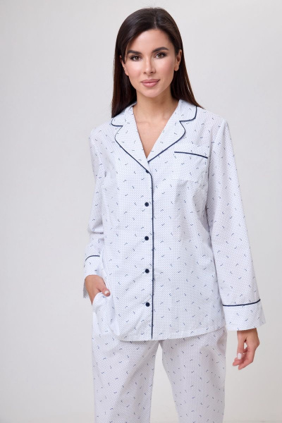 Костюм жакет и миди юбка с разрезом и застежкой на гульфик Anelli 1226 белый - фото 4