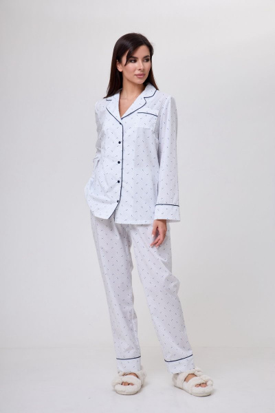 Костюм жакет и миди юбка с разрезом и застежкой на гульфик Anelli 1226 белый - фото 3