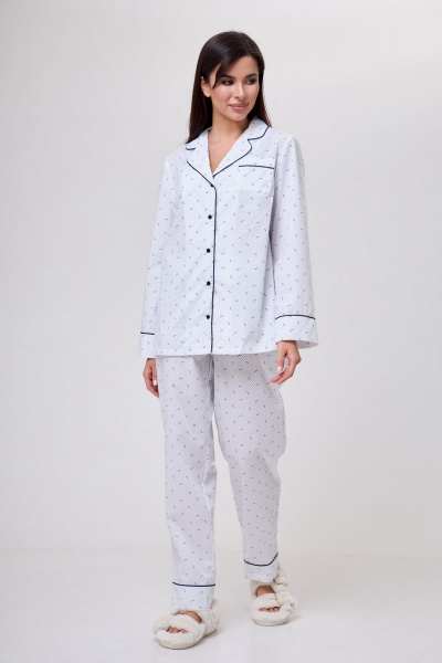 Костюм жакет и миди юбка с разрезом и застежкой на гульфик Anelli 1226 белый - фото 1