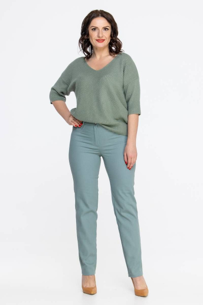 Брюки Дорофея 24-1 серо-зеленый,мятный - фото 2
