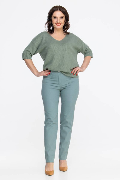 Брюки Дорофея 24-1 серо-зеленый,мятный - фото 7