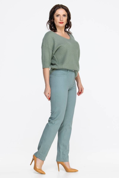 Брюки Дорофея 24-1 серо-зеленый,мятный - фото 1