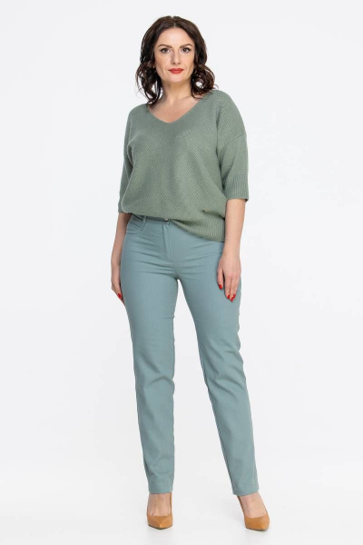 Брюки Дорофея 24-1 серо-зеленый,мятный - фото 5