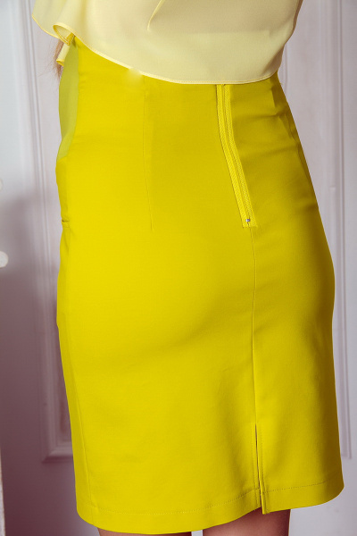 Классическая юбка из котона с карманами и регулируемой молнией Lucky mum 1099 лимон - фото 4