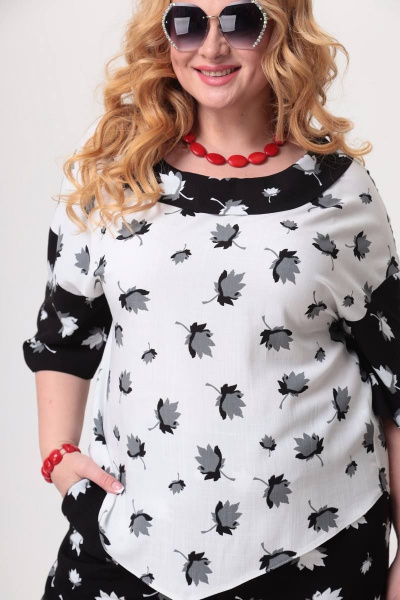 Блузон и палаццо из штапель-твида с карманами и воротником шалька Taita plus 2215 - фото 8