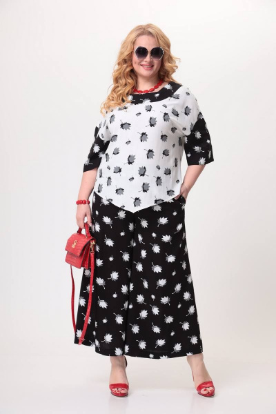 Блузон и палаццо из штапель-твида с карманами и воротником шалька Taita plus 2215 - фото 2