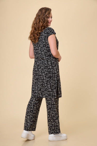 Летний комплект брюки и жилет из вискозы DaLi 4467 чёрно-белый - фото 3
