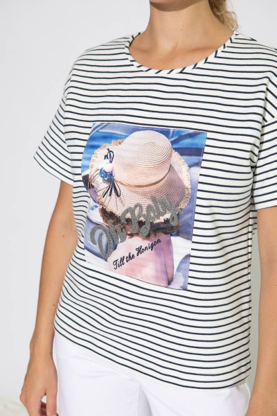 Летний джемпер из хлопка с полосками и коротким рукавом Femme & Devur 30567 1.54F(170) - фото 3