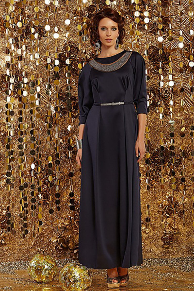 Платье в пол из атласа с вырезом и съемным поясом Lenta OUTLET 2264Р1001 - фото 1