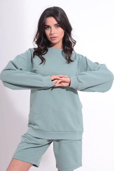 Летний спортивный костюм из хлопкового футера HIT 3091 мята - фото 1