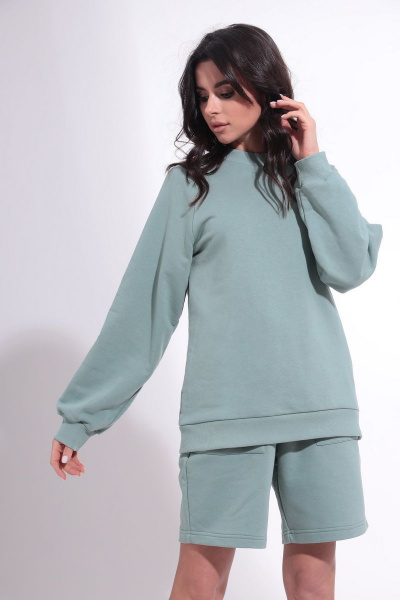 Летний спортивный костюм из хлопкового футера HIT 3091 мята - фото 5