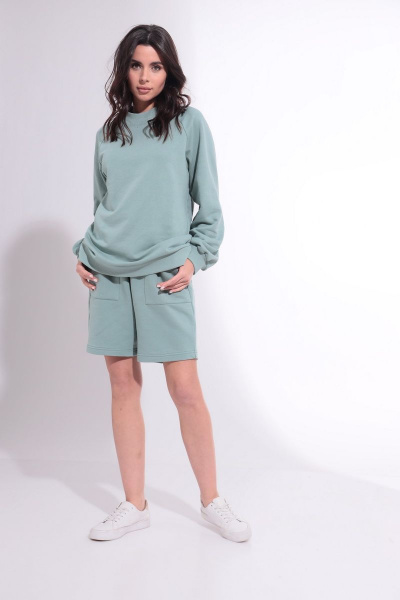 Летний спортивный костюм из хлопкового футера HIT 3091 мята - фото 3