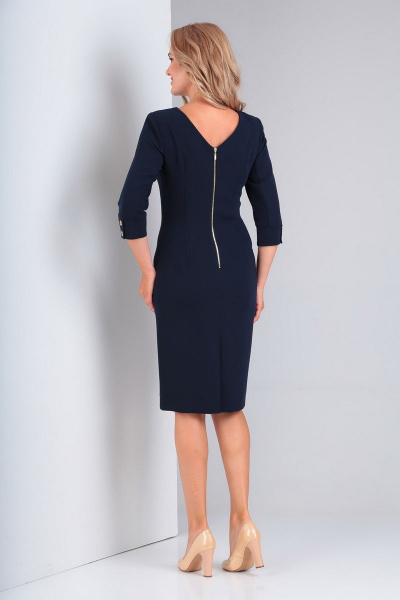 Трикотажное платье с V-образной спинкой и рельефами Gamma Gracia 350 чернильный-шары - фото 3
