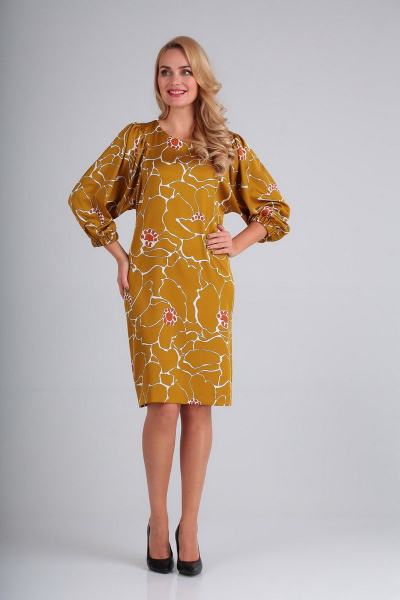 Платье Gamma Gracia 431 горчичный-цветы - фото 2