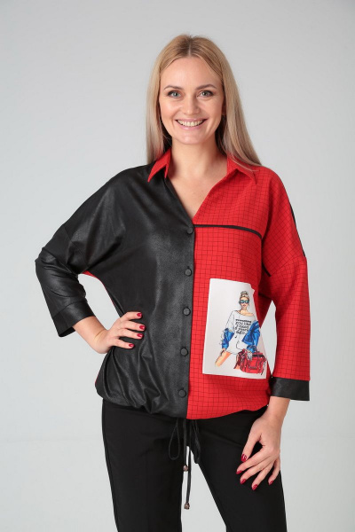 Блуза, брюки Gamma Gracia 520 черный-красный - фото 2