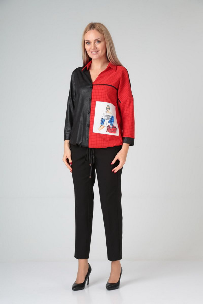 Блуза, брюки Gamma Gracia 520 черный-красный - фото 1