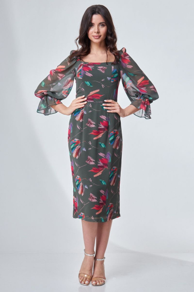 Платье приталенного силуэта с принтом и разрезом ANIDEN 698 - фото 3
