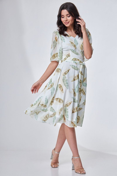 Платье из шифона с поясом и расклешенной юбкой Angelina & Сo 703 - фото 3