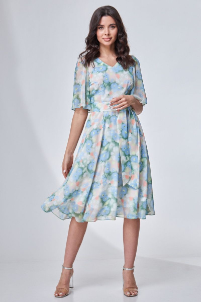 Платье из шифона с рельефами и съемным поясом Angelina & Сompany 708 - фото 1