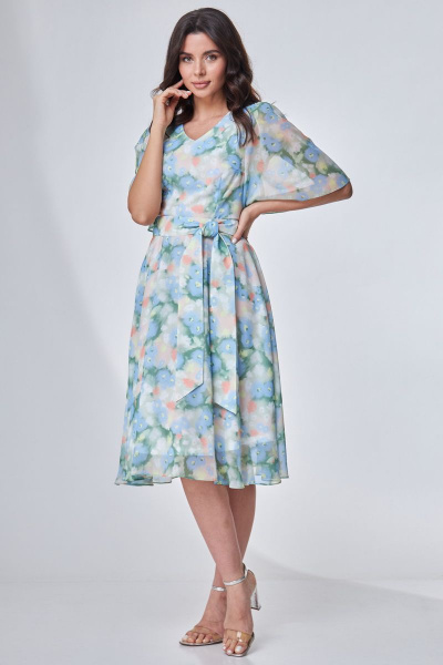Платье из шифона с рельефами и съемным поясом Angelina & Сompany 708 - фото 5