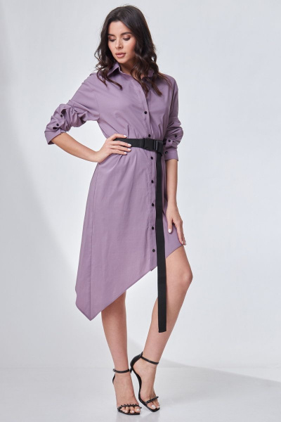 Платье прямого силуэта из хлопка с ассиметричной линией низа Angelina & Сompany 715 - фото 2