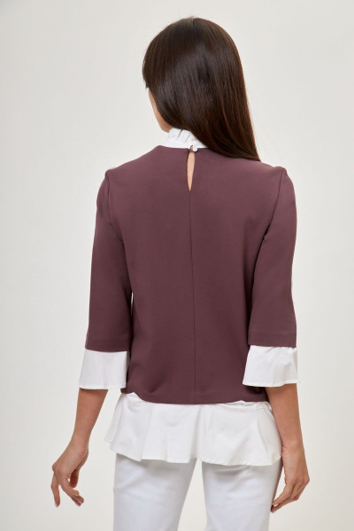 Коричневая блузка-трансформер из текстиля с манжетами Anelli 604 коричневый - фото 5